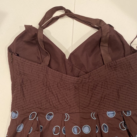 Brown summer dress with pale blue underskirt - Picture 5 of 8